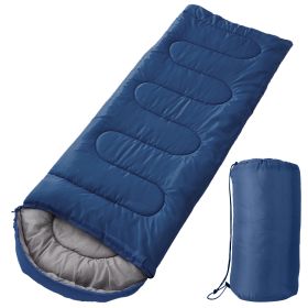 Camping Sleeping Bags for Adults Teens Moisture-Proof Hiking Sleep Bag with Carry Bag 32-50â„‰ for Spring Autumn Winter Seasons (Option: NavyBlue)